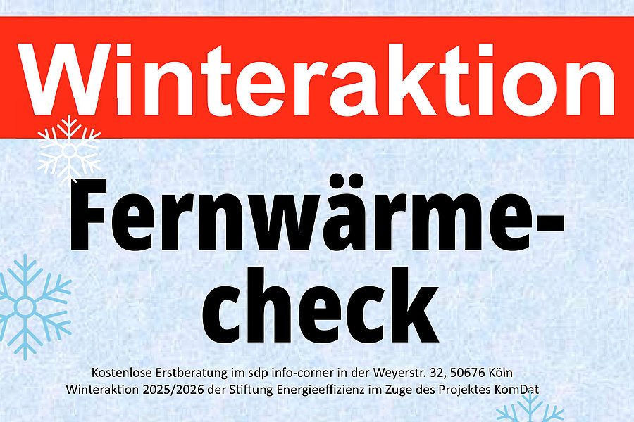 Keyvisual zur Winteraktion „Fernwärme-Check Köln“